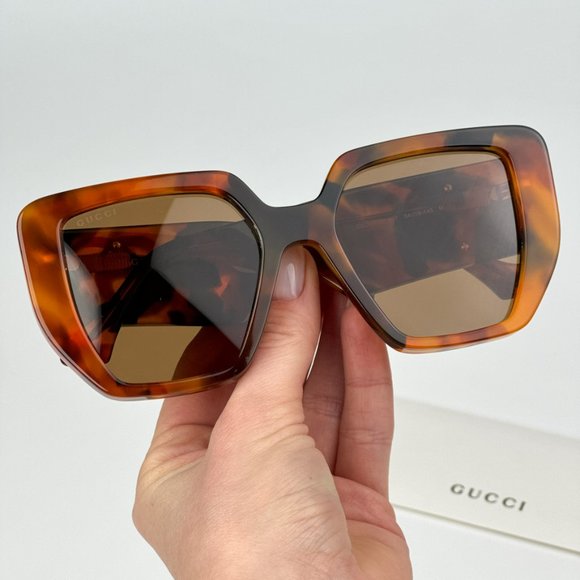 Gucci GG0956S 007 BRAND NEW Sunglasses Havana Brown Cat Eye Unisex GG 0956S - Picture 5 of 11